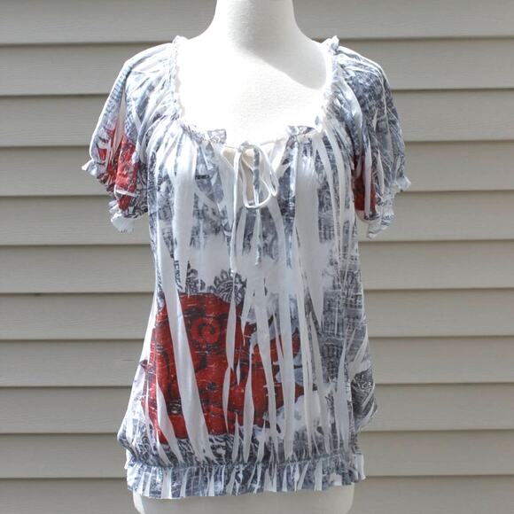 Daniel Benjamin Women's Short Sleeve Top Goth Punk Tattoo Festival Size M - Picture 3 of 9